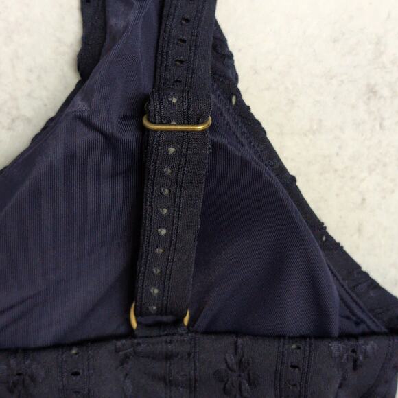 Andie Belmar Top Navy Blue Bikini Triangle Swimwear Bathing Suit Twisted M New - Picture 6 of 11